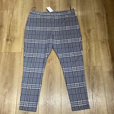 TU Black/grey Mix Check JEGGING STYLE Viscose Blend Trousers Sz 20 BNWT • £7.99