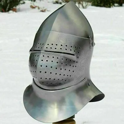 Custom SCA HNB 18 Gauge Steel Medieval Tournament Bascinet Helmet Wearable Size • £104.76