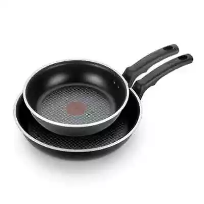 T-fal Cook&Strain Nonstick 2 Piece Fry Pan Cookware Set 9.5 And 11 Inch Black • $25.17