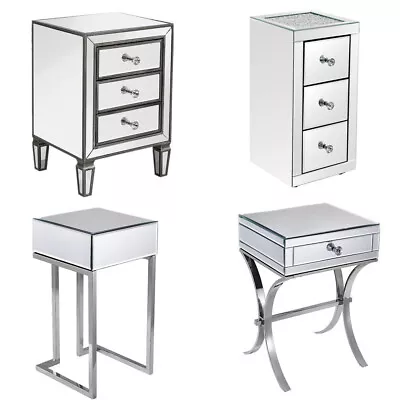 £49.99 • Buy VENETIAN Mirrored Bedside Table Glass Nightstand Cabinet Drawer Bedroom Cabinet