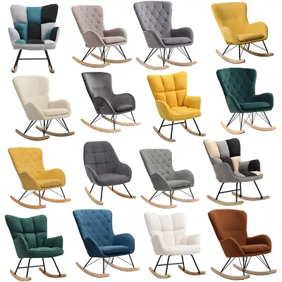 Glider Relaxing Arm Chair Sofa Lounge Leisure Rocking Chair Wingback Upholstered • £33.95