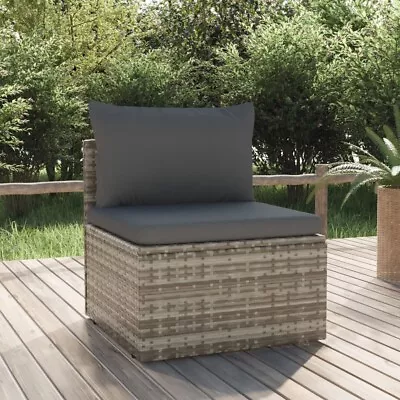 VidaXL Garden Middle Sofa With Cushion Grey 57x57x56 Cm Poly Rattan • $133.71