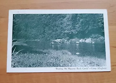Boating On Slippery Rock Creek Camp Allegheny Ellwood City PA Postcard • $5