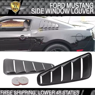 $45.99 • Buy Fits 10-14 Mustang Black PP Window Louver Louvre Quarter Side Panel Scoop 5 Vent