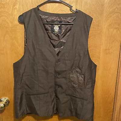 El General 1901 Vest Mens XL BLACK Patch Suit Goth Emo • $15.99