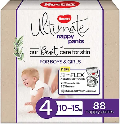 $64.45 • Buy HUGGIES Ultimate Nappy Pants Size 4 (10-15Kg) 88 Pack