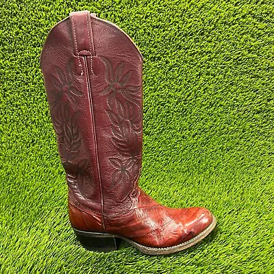 Justin Vintage Cowboy Womens Size 6B Red Brown Casual Classic Western Boots 2925 • $69.99