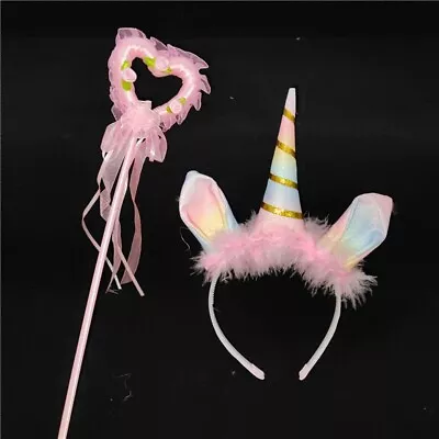 $12.95 • Buy Girls  Unicorn Costume Headband Feather-Wing Cos-play Party Costume Headdress 