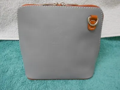 Vera Pelle Italian Leather Crossbody Bag Gray EXCELLENT   FREE SHIPPING • $34.99