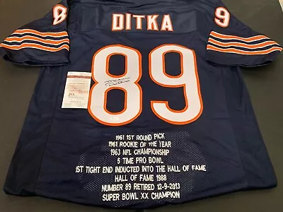 Mike Ditka Chicago Bears Autographed Signed Blue Embroidered Jersey JSA COA  • $119.99