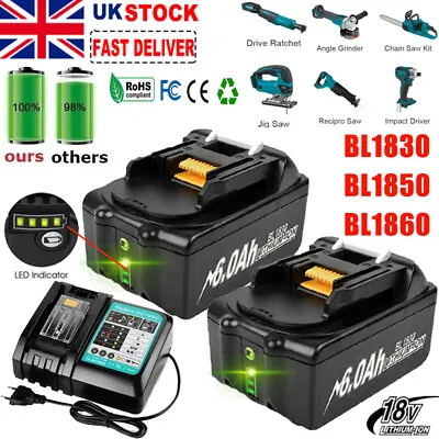 £69.99 • Buy 18Volt For Makita 18V Battery 6000mAh BL1860 BL1830 BL1840 BL1850 Tools+Charger