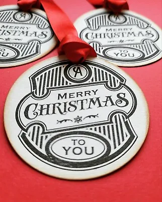 Vintage Handmade Christmas Gift Tags ~ Merry Christmas Labels ~ Set Of 6 • £3.50