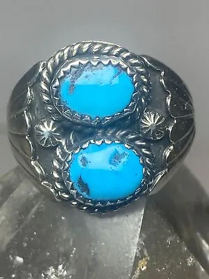 Turquoise Ring Size 13 Navajo Southwest Sterling Silver Women Men • $228