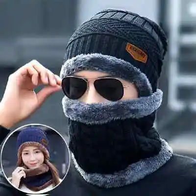 Mens Womens Winter Baggy Slouchy Knit Warm Beanie Hat And Scarf Ski Skull Cap  • $8.99