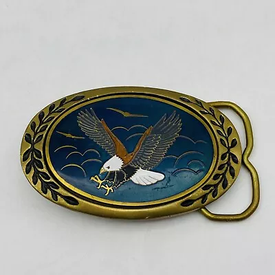 Vintage Colorful Eagle Solid Brass Buckle • $15.99