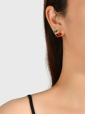 A Pair Cherries Stud Lovely Fruit Drop Earrings Novelty Kids Girls Jewelry Gift • $1.99