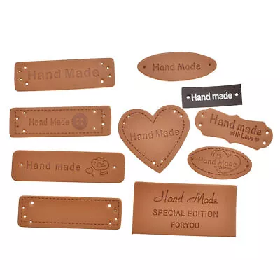 50PCS HANDMADE PU Leather Labels Tags Clothing Garments Bags Shoes Sewing Craft • £3.46