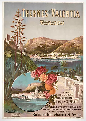 Original PLM Poster - Hugo D'Alesi - Monaco - Monte Carlo -Thermes Valencia 1896 • $3680