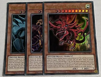 YUGIOH LDK2 EGYPTIAN GOD CARD SET Ultra Rare Inc Slifer Ra Obelisk BRAND NEW! • £10.97