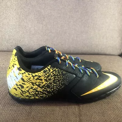 Nike Bombax IC Indoor Soccer Football Shoes Black Yellow Size 8 Uk Rare • £27.99