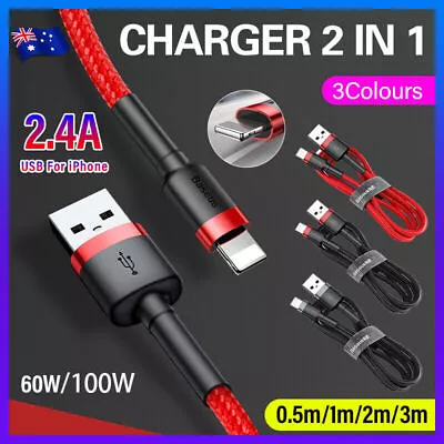 $5.65 • Buy Baseus USB Charging Cable Data Charger Cord For IPhone 13 12 11 XS XR 8 7 IPad