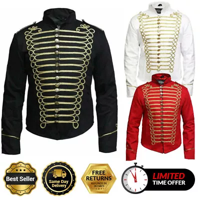 Mens Hussar  Jacket Steampunk Napoleon Military Drummer Parade Jacket • £28.99