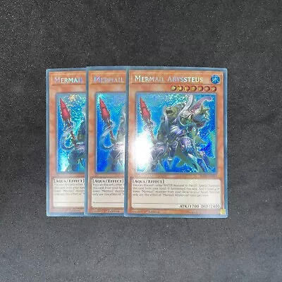 Mermail Abyssteus Yu-gi-oh! Secret Rare 1st Ed Playset Bllr-en051 Lp • $4.92