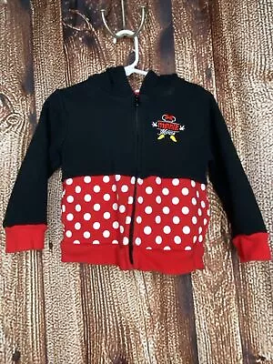 Disney Parks Disneyland Girl’s Minnie Mouse Sweatshirt Zip Up Hoodie Size 2T • $13.29