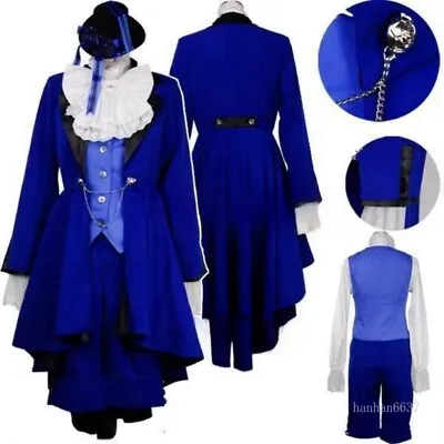 Anime Black Butler Ciel Phantomhive Cosplay Costume Blue Outfits Halloween Props • $65.39