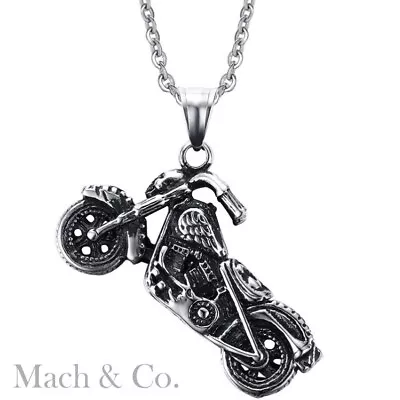 Vintage Cool Rock Punk Motorcycle Biker Skull Pendant Fashion Necklace Men Boys • $8.68