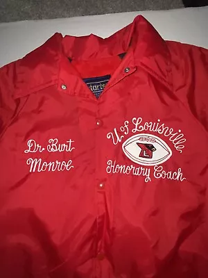 U Of Louisville Cardinals Starter Vintage Football Jacket Dr Monroe Chain Stitch • $60