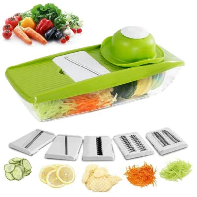 £9.99 • Buy 9 In 1 Mandolin Vegetable Food Slicer Julienne And Container - Peel Cut Slice