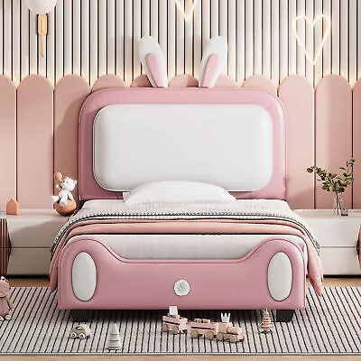 Twin Upholstered Rabbit Princess Bed With Headboard & Footboard • $265.13