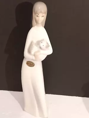 Retro Miguel Requena Figurine With Kitty Porcelain Lladro Style • $29.37