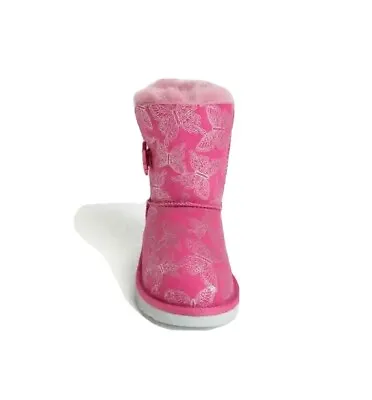 Ugg Australia Youth Kids Pink Size 5 Bailey Button Butterfly Boot • $99.99