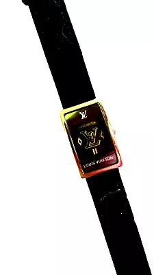Women's LOUIS VUITTON Wristwatch Vintage Black Leather Swiss WORKS • $45