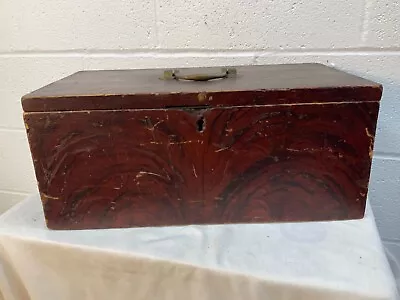 Pennsylvania 1800s Grain Painted Document Box  Original Paint Folk Art  Red • $165