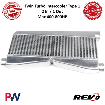 REV9 Universal Intercooler Type-1 Twin Turbo | 2 In / 1 Out | 400-800HP #IC-007 • $315