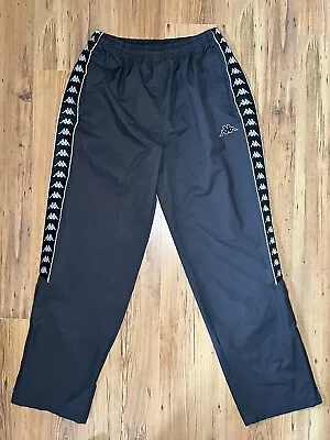 Kappa Mens Black Retro Joggers Tracksuit Bottoms Size XL Leg 32” • £19.99