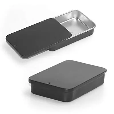 6 Pack Metal Rectangular Sliding Lid Tin Boxes Black Containers Portable Box Sma • $13.86