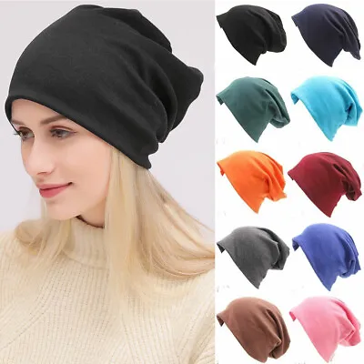 Women Mens Knitted Cotton Oversized Slouch Beanie Hat Cap Skateboard Ladies • £3.59