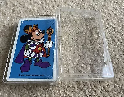 Vintage SEALED 1980’s Disney Mickey Mouse King Mickey Blue Playing Cards IN BOX • $12.89