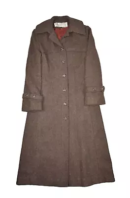 Vintage Wool Trench Coat Womens S Brown J Gallery Overcoat Button Front • $44.94