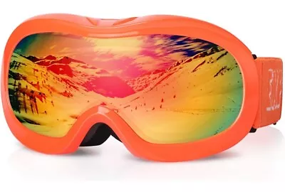 EXP VISION Kids Ski Goggles Anti-Fog Child Goggles  Orange Frame / Red Lens • $20.30