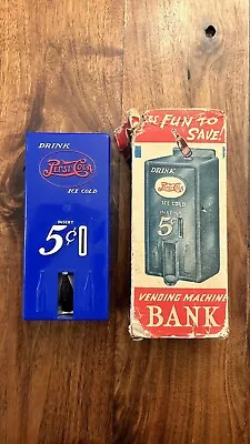 Vintage MARX 1950’s PEPSI COLA VENDING MACHINE BANK W/ BOTTLE AND BOX • $225