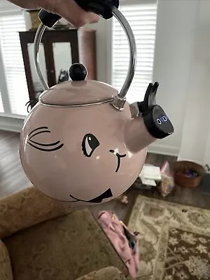 Vintage Pink Pig Tea Kettle Enamel Teapot Kamenstein Whistling • $24.99