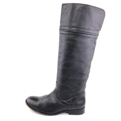 Frye Melissa Trapunto Tall Riding Boots Womens Size 8 B Black Leather Pull On • $168