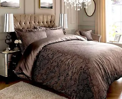 600 TC Jacquard Paisley Duvet Cover Bedding Sets Cotton Rich Extra Pillowcases • £5.99