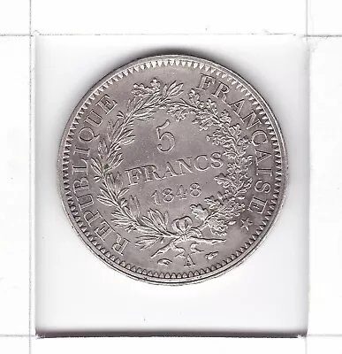 1848 France 5 Francs HUGE SILVER Coin Old Europe CROWN Old Hairlines • $28