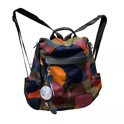 Ella & Elly 70s Psychedelic Abstract Blue Orange Green Purse Bag Mini Backpack • $21.60